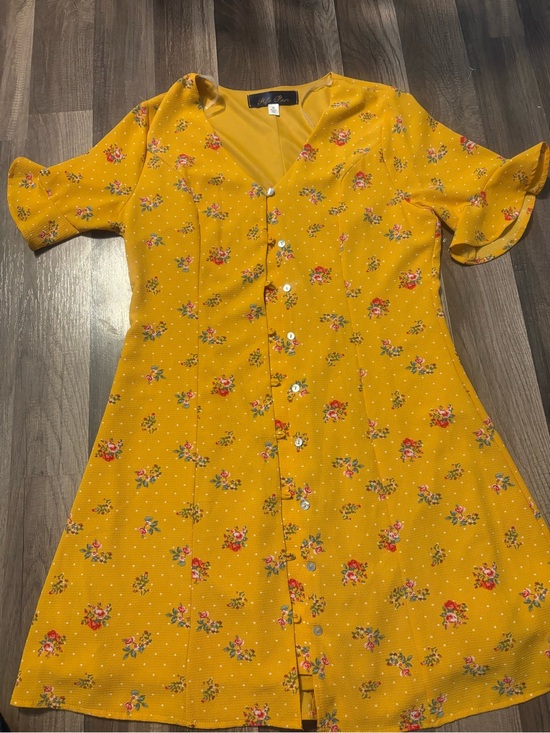 Blue Rain Dresses & Skirts - Yellow Floral Button-Front Dress